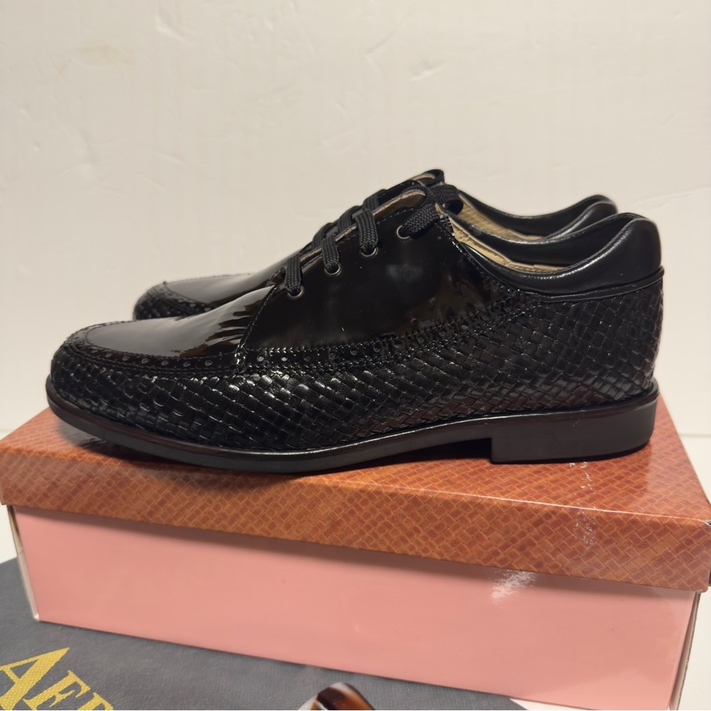 AEROGREEN Linate Black Patent Woven Golf Shoes RT 1100 Womens - Picture 6 of 9